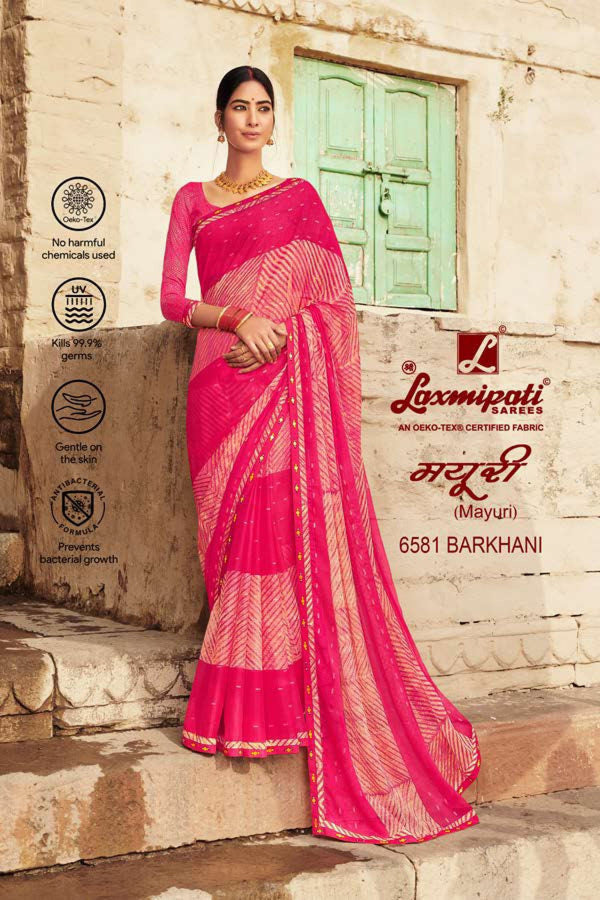 Laxmipati Mayuri 6581 Pink Chiffon Saree