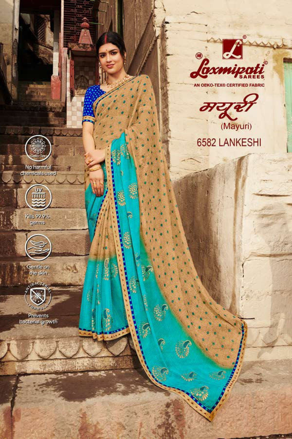 Laxmipati Mayuri 6582 Multicolor Chiffon Saree