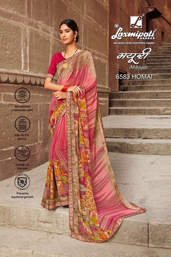 Laxmipati Mayuri 6583 Pink Georgette Saree