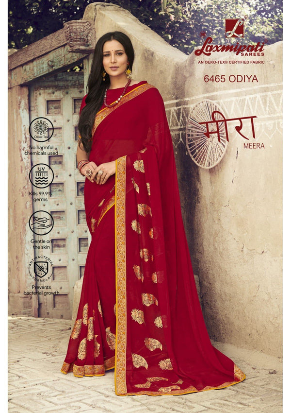 Laxmipati Meera 6465 Red Chiffon Saree