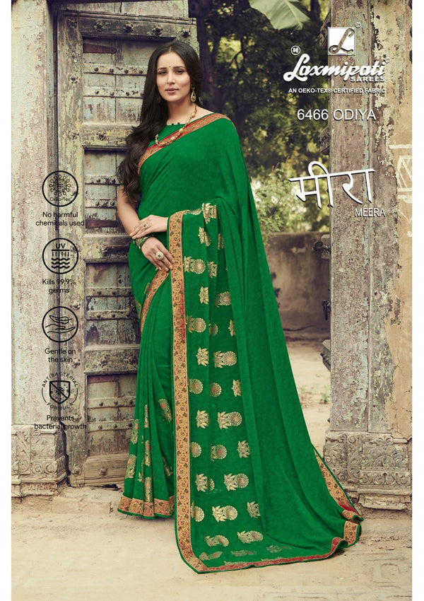 Laxmipati Meera 6466 Green Chiffon Saree