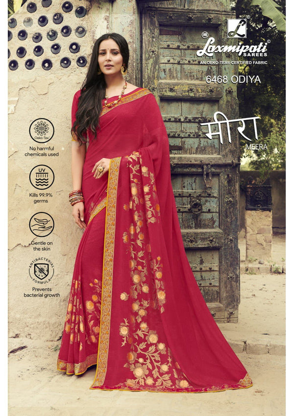 Laxmipati Meera 6468 Red Chiffon Saree