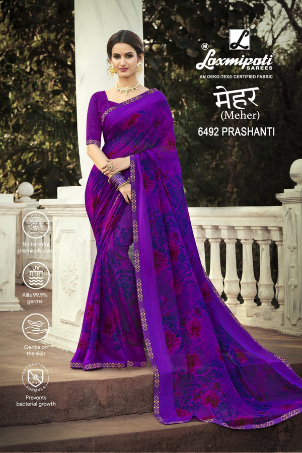 Laxmipati Meher 6492 Purple Georgette Saree