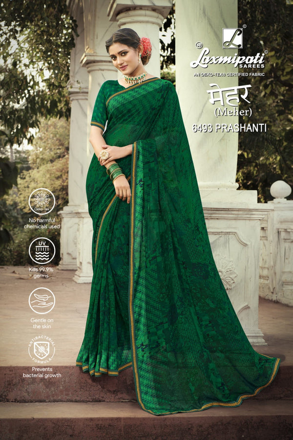 Laxmipati Meher 6493 Green Georgette Saree