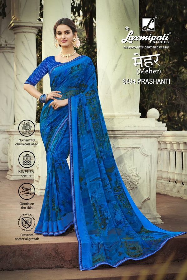 Laxmipati Meher 6494 Blue Georgette Saree