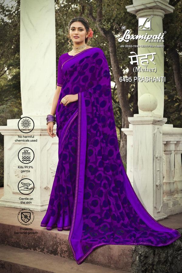 Laxmipati Meher 6495 Purple Georgette Saree