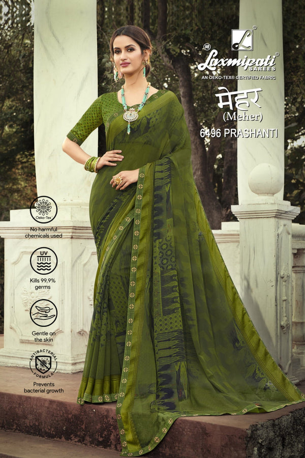 Laxmipati Meher 6496 Green Georgette Saree