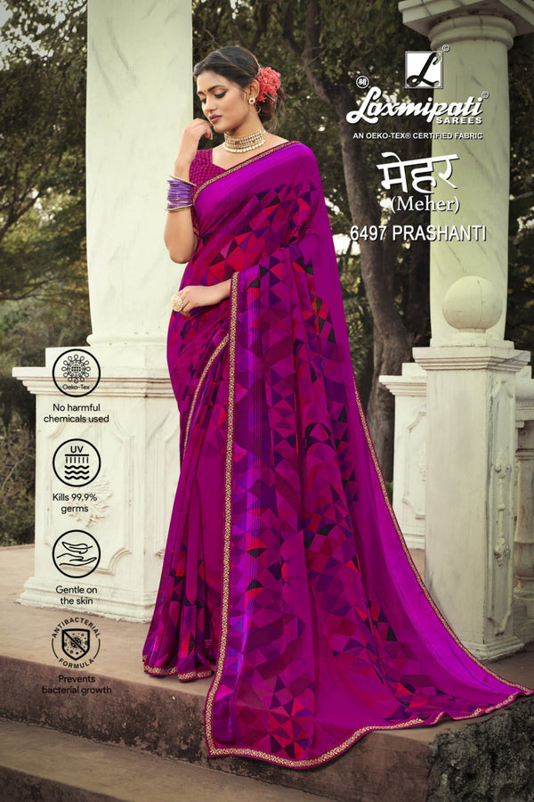 Laxmipati Meher 6497 Purple Georgette Saree