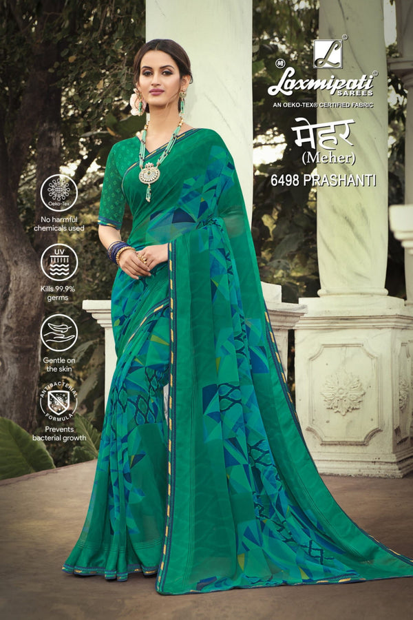 Laxmipati Meher 6498 Green Georgette Saree