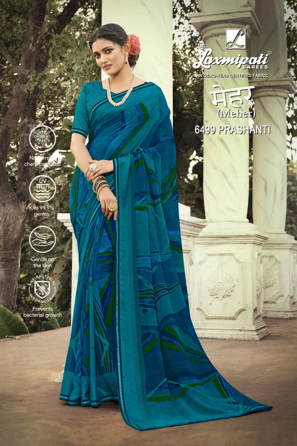 Laxmipati Meher 6499 Blue Georgette Saree