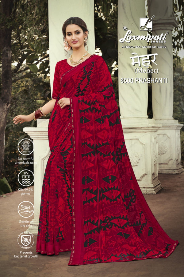 Laxmipati Meher 6500 Red Georgette Saree