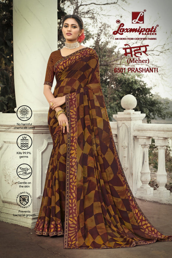 Laxmipati Meher 6501 Brown Georgette Saree