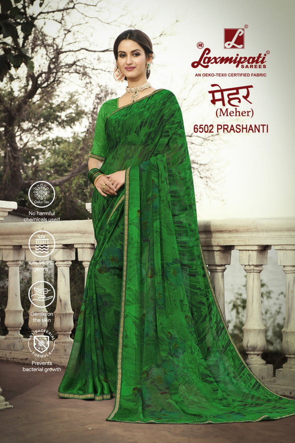 Laxmipati Meher 6502 Green Georgette Saree