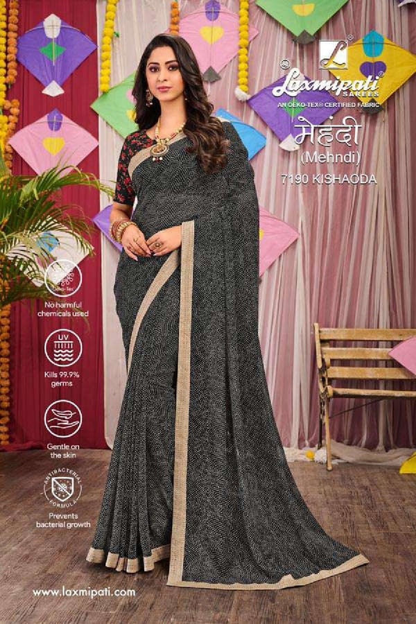 Laxmipati Mehndi 7190 Black Georgette Saree