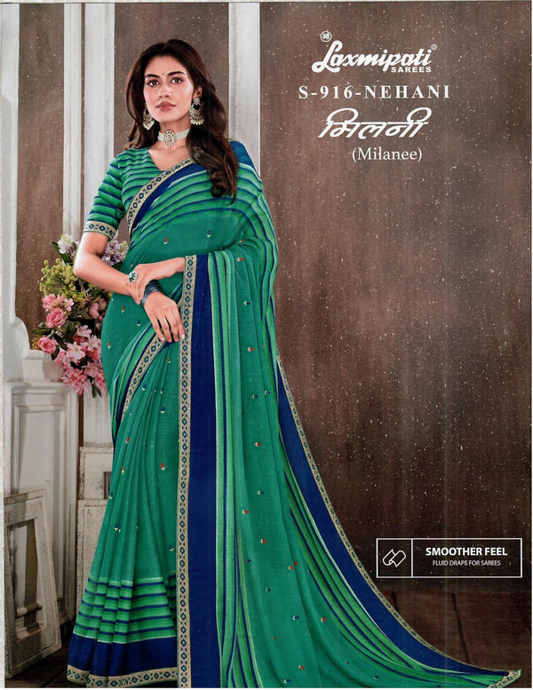 Laxmipati Milanee S-916 Blue Chiffon Saree