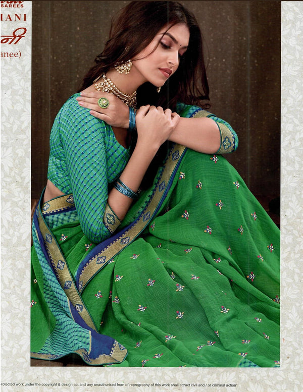 Laxmipati Milanee S-918 Green Chiffon Saree