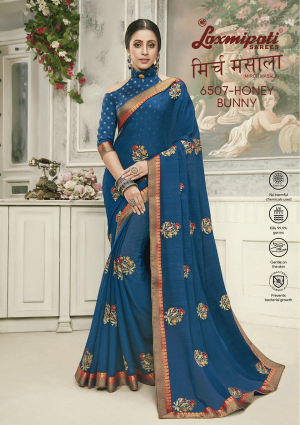 Laxmipati Mirch Masala 6507 Blue Chiffon Saree