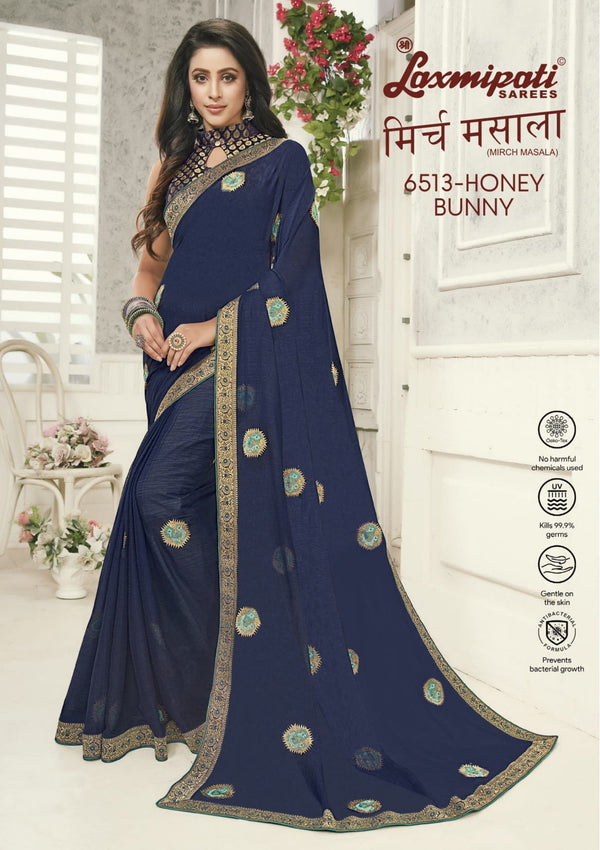 Laxmipati Mirch Masala 6513 Blue Chiffon Saree