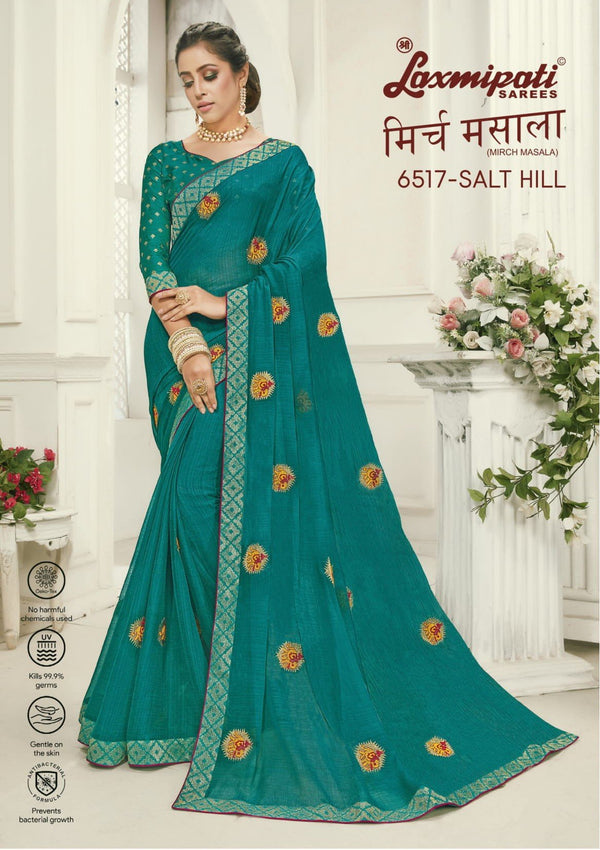 Laxmipati Mirch Masala 6517 Blue Chiffon Saree