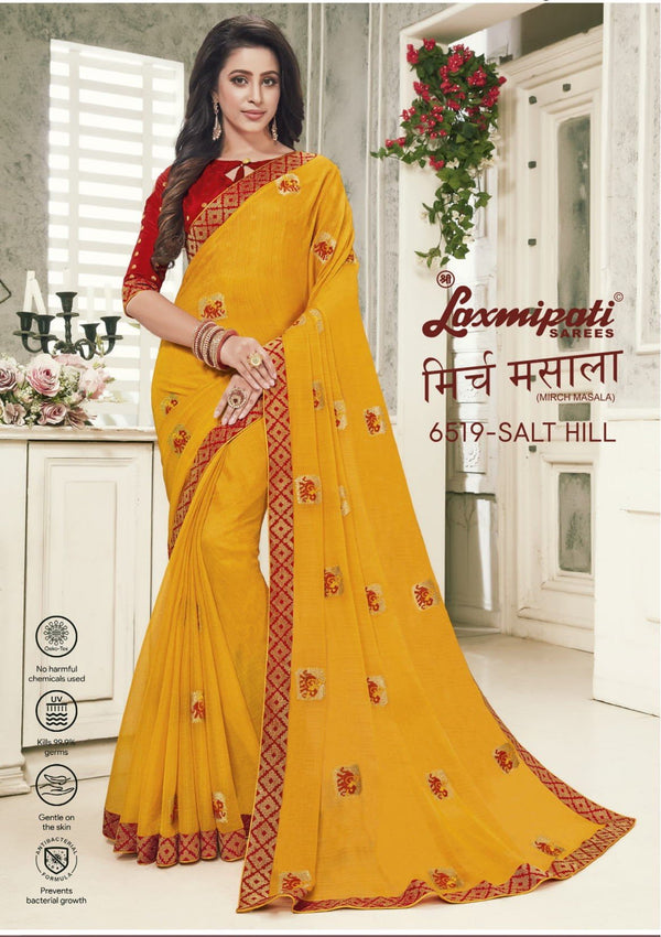 Laxmipati Mirch Masala 6519 Yellow Chiffon Saree