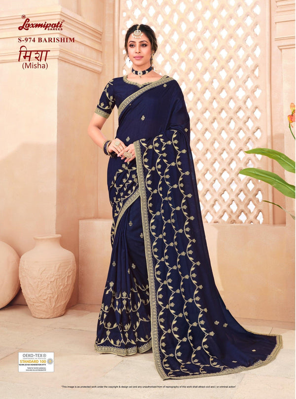 Laxmipati Misha S-974 Blue Raw Silk Saree