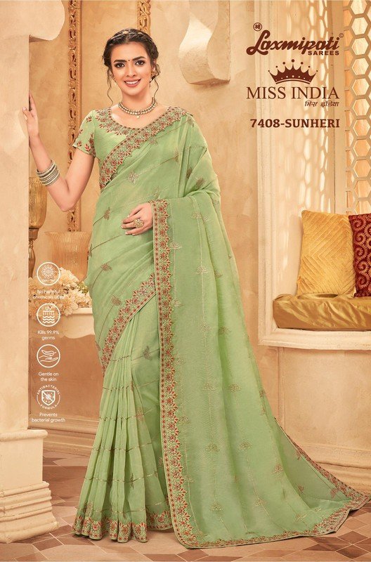 Laxmipati Miss India 7408 Green Organza Saree