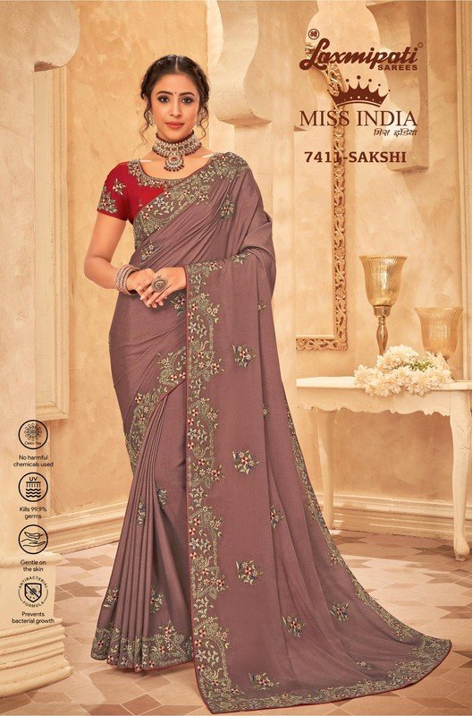 Laxmipati Miss India 7411 Mauve Crepe Silk Saree