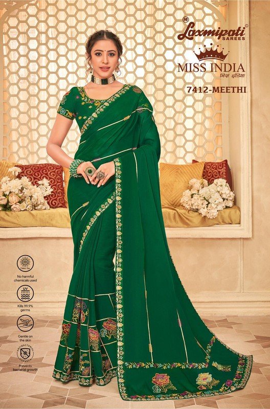 Laxmipati Miss India 7412 Green Organza Saree