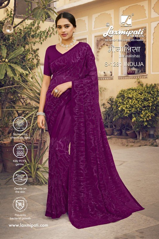 Laxmipati Monalisha S-1281 Purple Georgette Saree