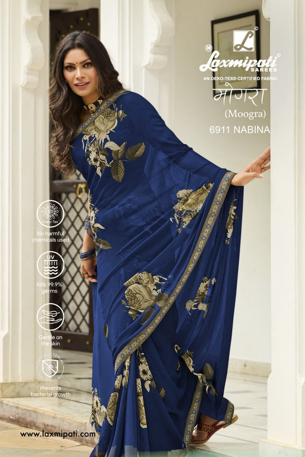 Laxmipati Moogra 6911 Blue Georgette Saree