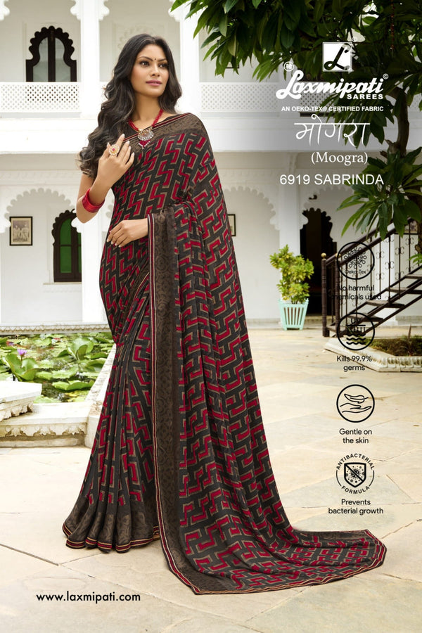 Laxmipati Moogra 6919 Brown Georgette Saree