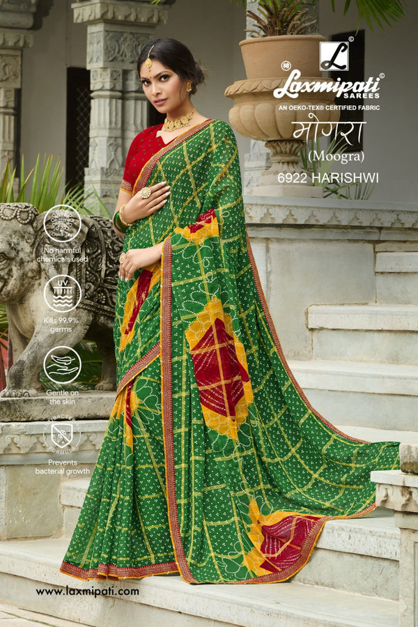 Laxmipati Moogra 6922 Green Chiffon Saree