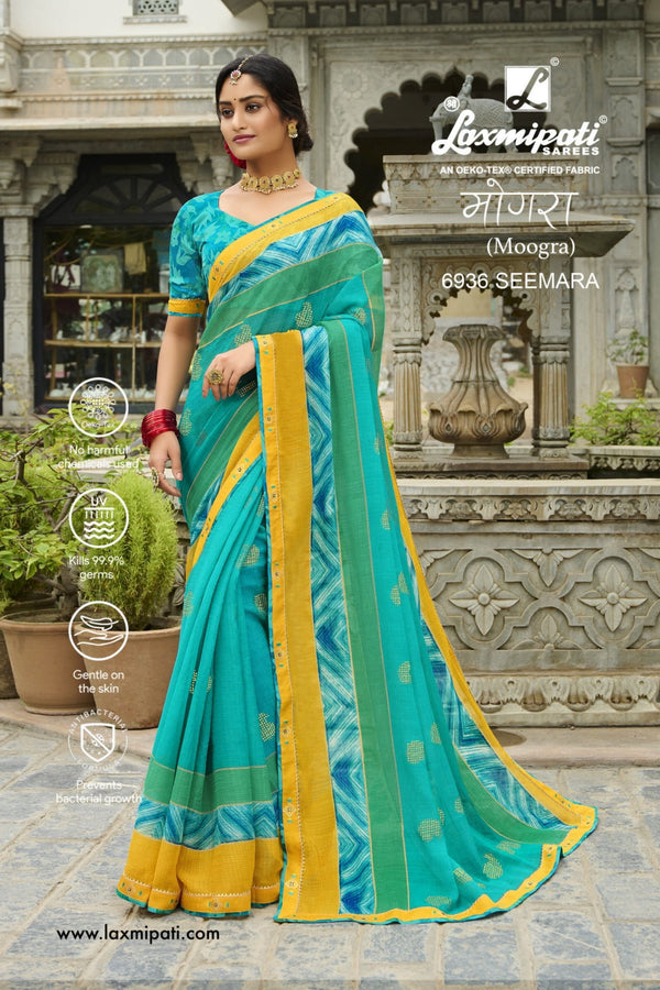 Laxmipati Moogra 6936 Multicolor Chiffon Saree