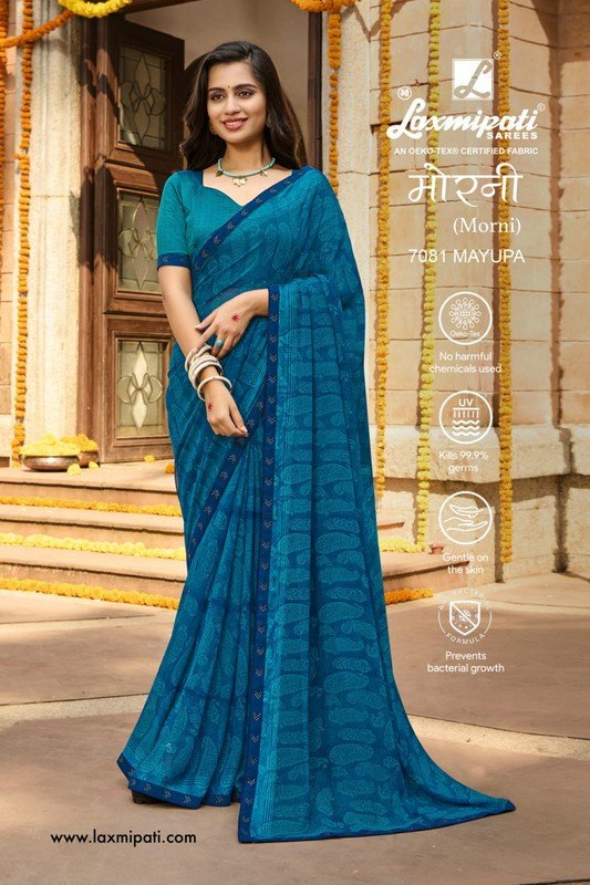 Laxmipati Morni 7081 Blue Georgette Saree