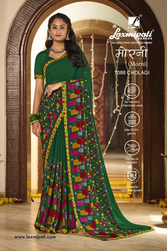 Laxmipati Morni 7088 Green Georgette Saree