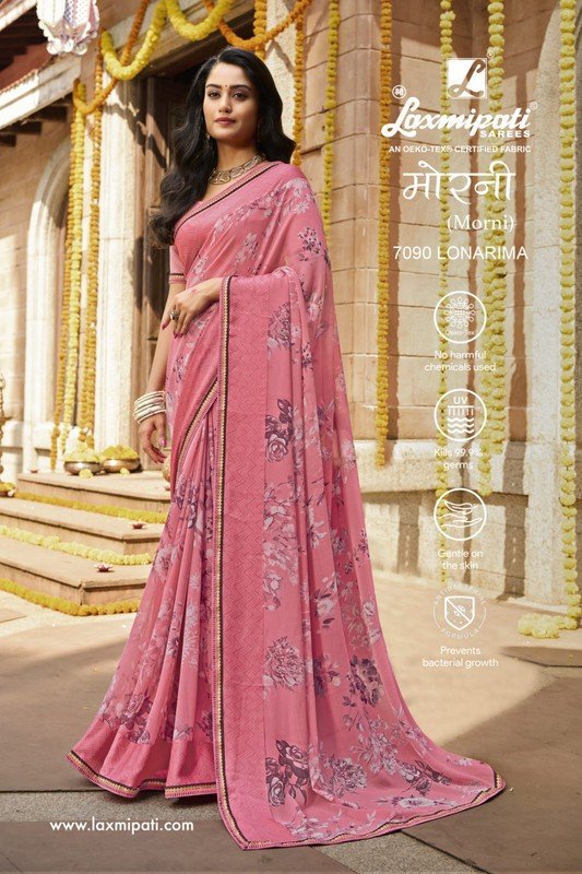 Laxmipati Morni 7090 Pink Georgette Saree