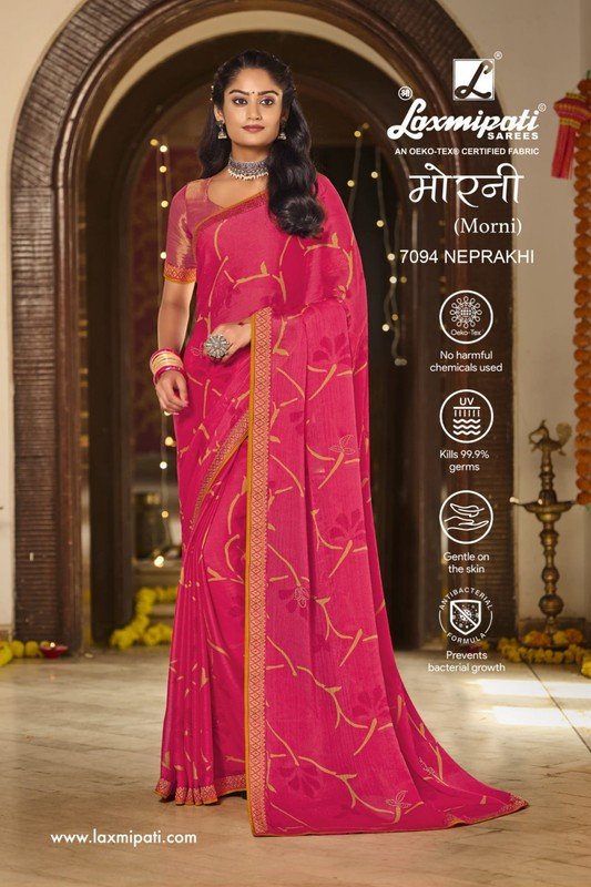 Laxmipati Morni 7094 Pink Chiffon Saree