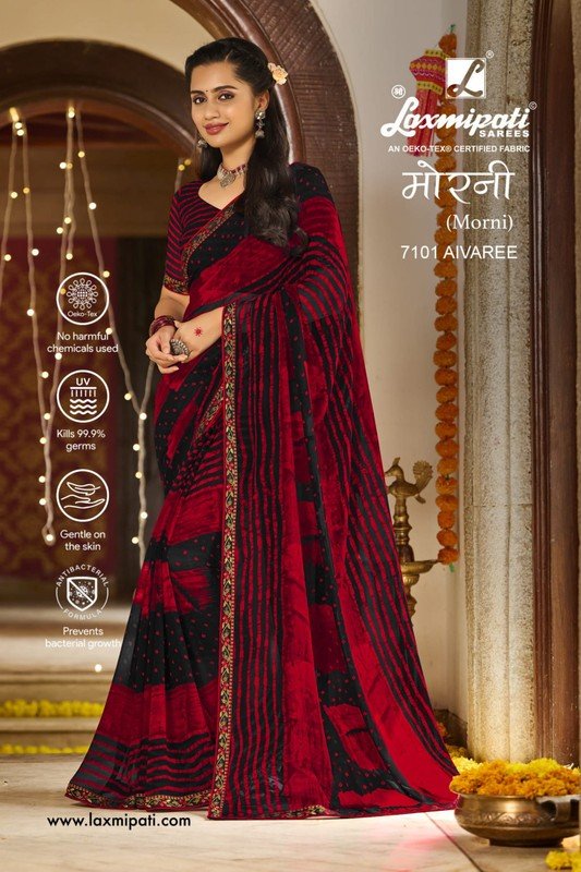 Laxmipati Morni 7101 Red Georgette Saree