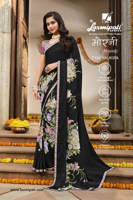 Laxmipati Morni 7104 Black Georgette Saree