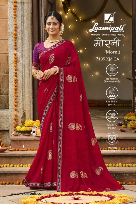 Laxmipati Morni 7105 Red Georgette Saree