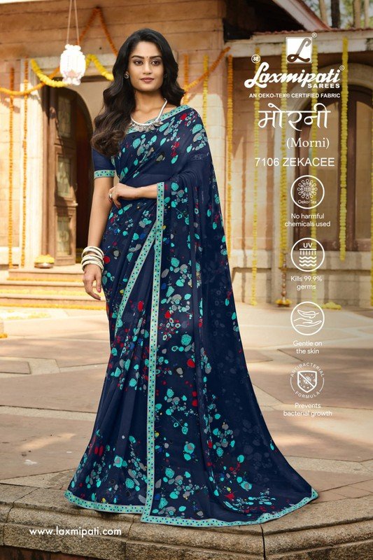 Laxmipati Morni 7106 Blue Georgette Saree