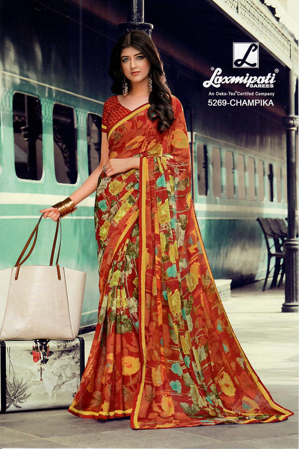 Laxmipati Morchadi 5269 Multicolor Chiffon Saree