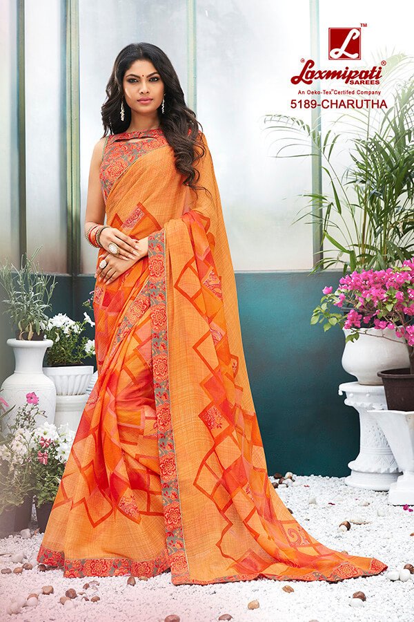 Laxmipati Rangrezi 5189 Multicolor Chiffon Saree