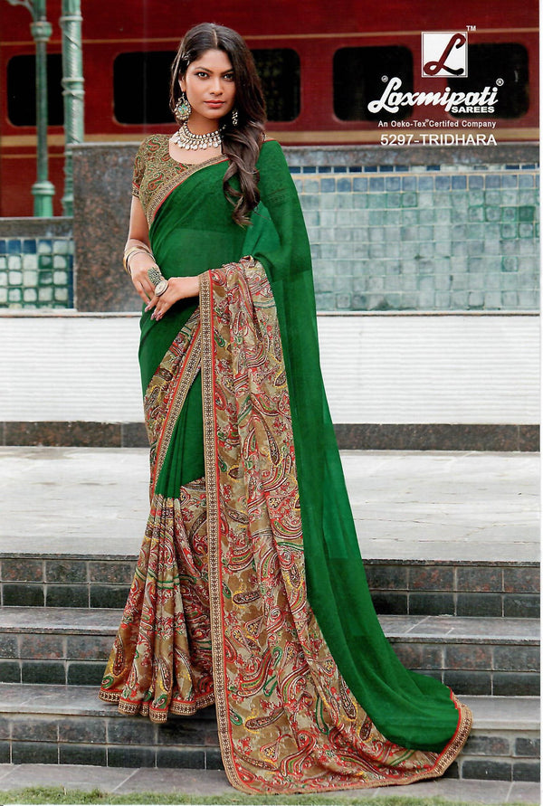 Laxmipati Morchadi 5297 Multicolor Georgette &Amp Jacquard Saree