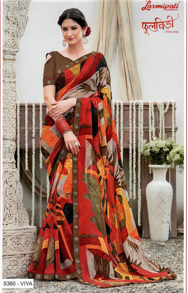 Laxmipati Phoolchidi 5360 Multicolor Georgette Saree