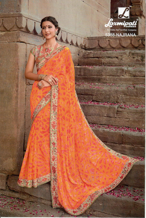 Laxmipati Dilbaro 5388 Multicolor Satin Chiffon Saree