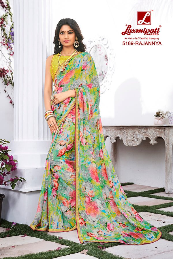 Laxmipati Rangrezi 5169 Multicolor Chiffon Saree