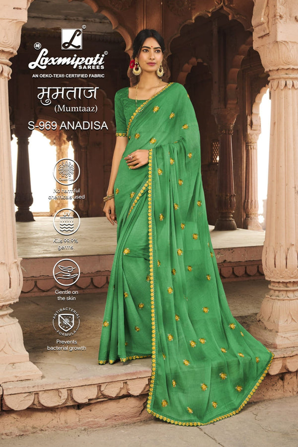 Laxmipati Mumtaaz S-969 Green Chiffon Saree