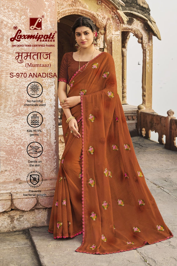 Laxmipati Mumtaaz S-970 Red Chiffon Saree