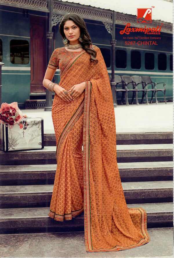 Laxmipati Morchadi 5287 Yellow Chiffon Saree